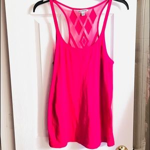 ❤️American Eagle Tank Top Hot Pink Mesh Back Sleeveless Basic Size LG